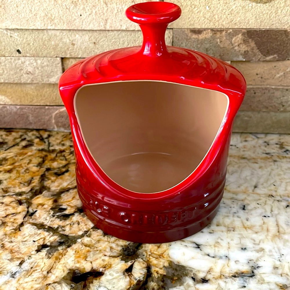 Le Creuset Cerise Ceramic Countertop Salt Crock